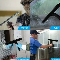27 cm Silikone Bruseskraber - Til Glasbrusekabine og Væg - Med Hængekrog - Sort