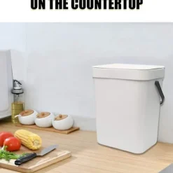 1,3 gallon kompostbeholder, 1 pakke kompostspand lille skraldespand (hvid)