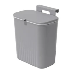 9 liters hængende skraldespand med låg, vægmonteret skraldespand køkken kompostbeholder, plastik skraldespand affaldskurv til skab, skabsdør[JUN] Grey | Fyndiq
