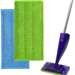 2 Pak Genanvendelige Mikrofiber Mop Puder til Swiffer Flat Mop
