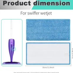 6 Pak Mikrofiber Spray (Blå), Swiffer WetJet Støv Rengøring Mop Pude