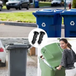 3 Par Wheelie Bin Låg Hinge Pins, 67mm X 31mm Sort Plastik Passer Til 240l Husholdnings Wheelie Skraldespande