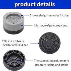 4 stk. Anti-vibrations gummifødder til vaskemaskine tørretumbler, vaskemaskine pad vibrationsdæmper