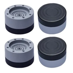 4 stk. Anti-vibrations puder, gummi støjreduktion & vibration, justerbar højde vaskemaskine måtte (grå)