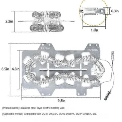 2 stk. Dc47-00019a Varmelegemer til tørretumbler, erstatning Dv45h7000ew/a2 Dv40j3000ew/a2 Dv42h5000ew/a3 Dve50m7450w