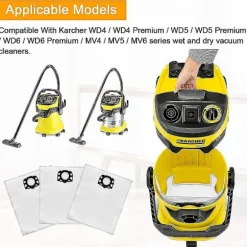 12 stk. filterposer støvsugerposer til Karcher Wd4 Wd5 Wd6 Mv4 Mv5 Mv6 reservedele tilbehørssæt