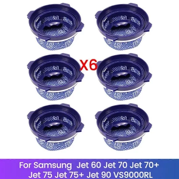6 STK. HEPA-filter til Samsung Jet 60 Jet 70 Jet 70+ Jet 75 Jet 75+ Jet 90 VS9000RL Støvsuger As Shown