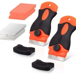 2 stk. Keramisk Glas Hob Skrabere med 10 Plastik Skrabere + 10 Metal Blade, Keramisk Glas Skraber til Fjernelse af Etiketter, Eller