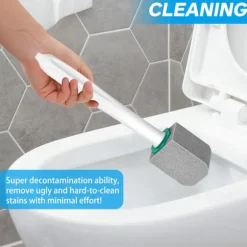 10 stk. pimpsten toiletbørste med ekstra langt håndtag, til rengøring af kalkaflejringer i køkken og bad