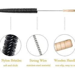 2 stk. Radiatorrensebørste Fleksibel Radiatorstøvkost med Træhåndtag (73cm)_ma