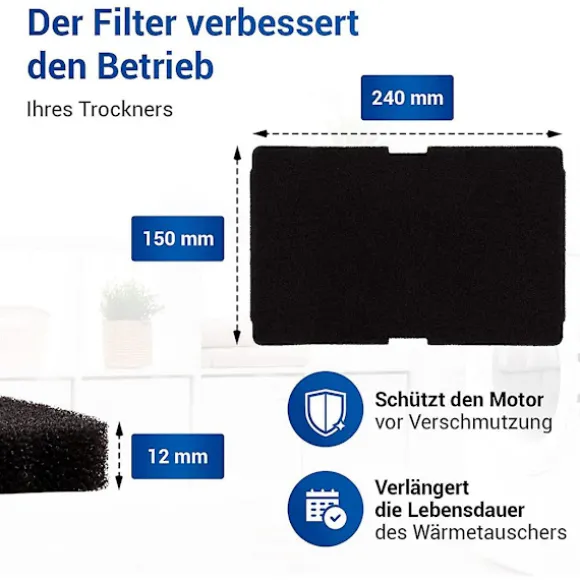 10 stk. tørrefilter til tørretumbler erstatning for Beko 2964840100, fnugfilter til tørretumbler Beko DE8635rx DS7512pa tørretumbler [dB} black