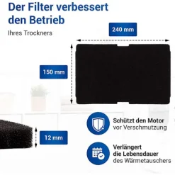 10 stk. tørrefilter til tørretumbler erstatning for Beko 2964840100, fnugfilter til tørretumbler Beko DE8635rx DS7512pa tørretumbler db black