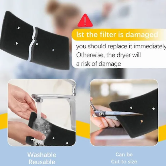 4 stk. tørretumblerfilter til Bauknecht Privileg Whirlpool HX 481010716911 Tørretumblerfilter Genanvendeligt kondenserende [DB] Black