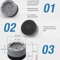 4 stk. vaskemaskine anti-vibrations-pude, vaskemaskine anti-vibrations-pude til støjreduktion, vaskemaskine anti-vibrations-måtte til at forhindre