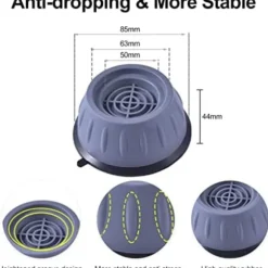 4 Stk. Vaskemaskinefødder med Gummipude, Anti-Vibrations Vaskemaskinefødder til Vaskemaskiner og Tørretumblere, Anti
