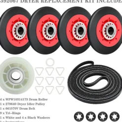 4392067 Tørretumbler Reparationskit Til , , , Tørretumbler Inkluderer Wpw10314173 Tromle Rulle