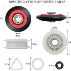 4392067 Tørretumbler Reparationssæt til , , , Tørretumbler Inkluderer WPW10314173 Tromlerulle [DB] As Shown