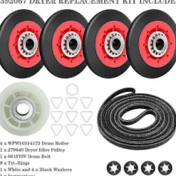 4392067 Tørretumbler Reparationssæt til , , , Tørretumbler Inkluderer WPW10314173 Tromlerulle [DB] As Shown
