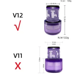 2 Vaskbare HEPA-filtre Dyson V12 Detect Slim Absolute Clean