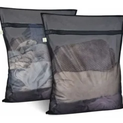 - Vaskepose Vaskemaskine Sæt med 2 Mesh Vaskeposer Vaskeposer med lynlås Vaskepose XL Stor størrelse til sarte bluser skjorter (60x60cm, sort)