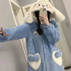 2024-2022 Vinter Kawaii Sanrio Pyjamas Animation Kuromi Cinnamoroll My Melody Vaskeklude Plys Blød og Behagelig Pyjamasbukser Sæt S 150-157CM 18