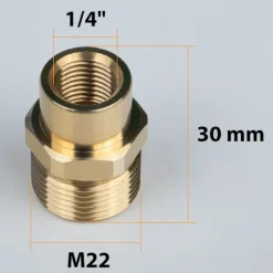 Adapter M22 til 1/4 Tomme til Hogtryksrenser – Messing | 14 Mm Stift | Kompatibel med Kranzle K1050, K1152