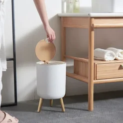 Affaldsspand med låg 7L affaldsspand af pressetype Multifunktionel affaldsspand med stor kapacitet White