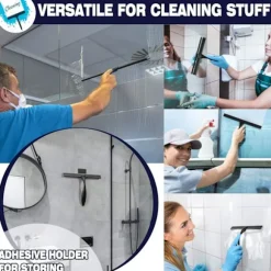 Allround Bruseskraber: 25 cm Blad, Holdbart Rustfrit Stål, Ergonomisk Håndtag, Selvklæbende Opbevaringskrog, Rengøring Uden Striber, Multi-Overflade | Fyndiq