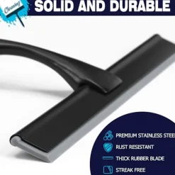 Allround Bruseskraber: 25 cm Blad, Holdbart Rustfrit Stål, Ergonomisk Håndtag, Selvklæbende Opbevaringskrog, Rengøring Uden Striber, Multi-Overflade | Fyndiq