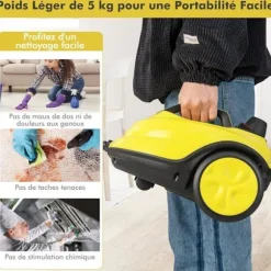 Alsidigt Dampskaber 2000W COSTWAY til Sengelus-5,0 BAR-15 Tilbehør og Manometre-Reservoir 1,8L-Universalkurve Gul