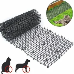 Anti-katte måtte med pigtrådsnet have anti-hund kat kæledyr plastik anti-stick kæledyr sort 20028cm