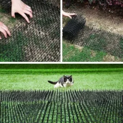 Anti-katte måtte med pigtrådsnet have anti-hund kat kæledyr plastik anti-stick kæledyr sort 20028cm