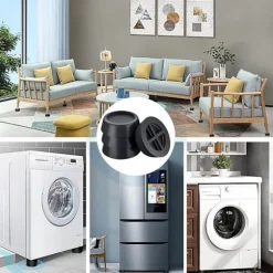 Anti-vibrationspuder, støjreduktion til vaskemaskiner og tørretumblere, nem installation af beskyttende gulvmåtter med pneumatisk design baseret på fysiske principper | Fyndiq