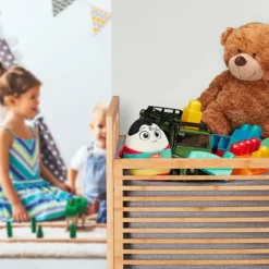 Bambus vasketøjskurv med låg