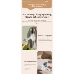 Bærbar håndholdt tøjdamper, foldbart design for nem opbevaring