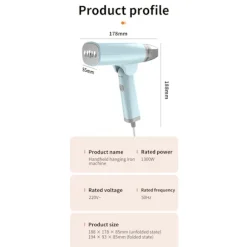 Bærbar håndholdt tøjdamper, foldbart design for nem opbevaring