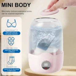 Bærbar Mini Vaskemaskine, Automatisk Tøjrenser med Genopladeligt Batteri