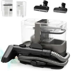 Bærbar Tæpperenser 1800W COSTWAY-Kold/Hot Vand, Styrilisering, Damp-17 kPa-Reservoir 1,1 L-Slange 1,6 M-Børster 2 i 1