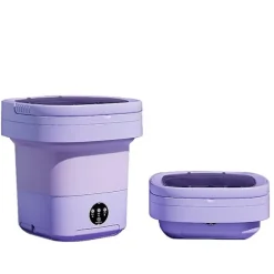 Bærbar Vaskemaskine, 11L 2-i-1 Foldbar Vaskemaskine og Tørretumbler-FS3- purple