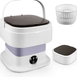 Bærbar vaskemaskine, 10L lille rejsevaskemaskine med centrifugeringsfunktion, undertøj 45db Ultra Stille til babytøj 45 dB Purple