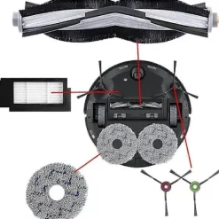 [CA] Reservedele til Ecovacs X1 Plus robotstøvsuger - Hovedsidebørste, HEPA-filter, moppeklud, støvpose fotofarve