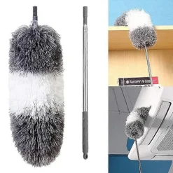 Clean Home Mikrofiber Teleskopisk Støvkost Udtrækkelig Rengøringsstøvkost Støvbørste Fjerstøvkost (FMY) gray