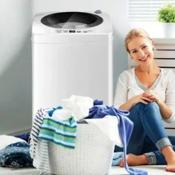COSTWAY Mini Vaskemaskine med Centrifugering 3,5kg Auto 240W med Tørringsfunktion Betjeningspanel til Lejligheder