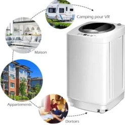 COSTWAY Mini Vaskemaskine med Centrifugering 3,5kg Auto 240W med Tørringsfunktion Betjeningspanel til Lejligheder