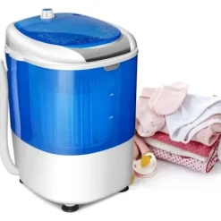 COSTWAY Mini Vaskemaskine med Single Tub Spinner 2,5 KG Bærbar med Timing funktion til lejlighed/sovesal