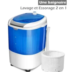 COSTWAY Mini Vaskemaskine med Single Tub Spinner 2,5 KG Bærbar med Timing funktion til lejlighed/sovesal