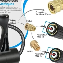 COSTWAY Teleskoplanse til højtryksrenser 550CM 5 sprøjtedyser, 2 adaptere, drejekobling, sele
