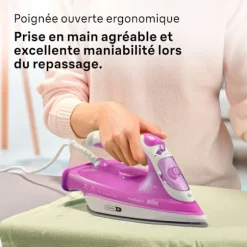 Dampffelder - BRAUN - FI3124PU Freestyle 3 - Effekt 2400 W - SuperCéramic Sål - Vandtank 270 ml - Selvrensende rosa och vitt