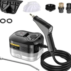 Damprenser til hjem og bil - 2500W håndholdt trykdamper | 15 sekunders opvarmning | 6 dampniveauer | 1,2L vandtank - Perfekt til dybderensning Black | Fyndiq