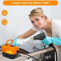 Damprenser til hjem og bil - 2500W håndholdt trykdamper | 15 sekunders opvarmning | 6 dampniveauer | 1,2L vandtank - Perfekt til dybderensning Black | Fyndiq